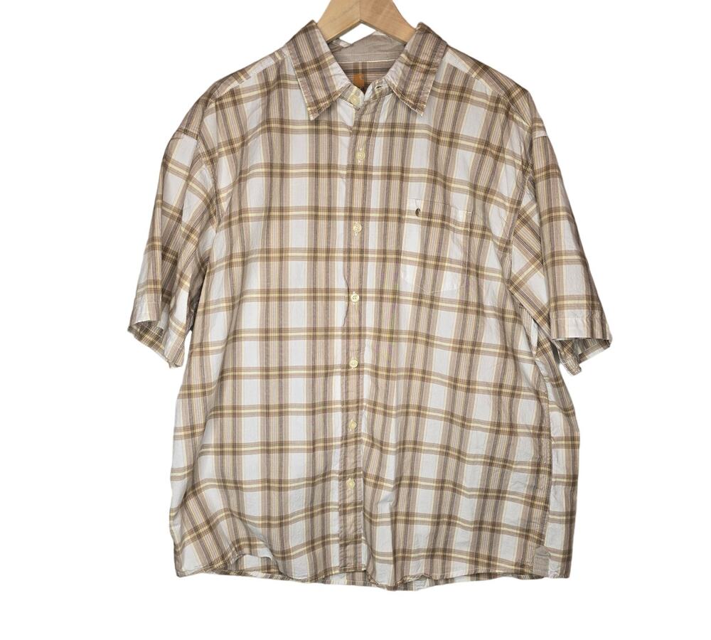Mens Carhartt Short Sleeve Paid Button Up shirt Size XL Casual, great condition